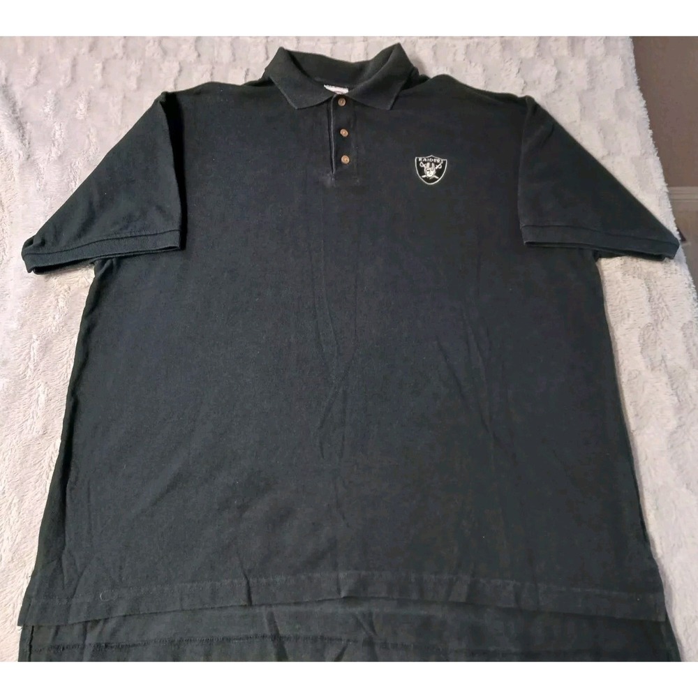 Vintage True Fan Oakland Raiders Polo Shirt Men's 2XL Short Sleeve NFL Football
